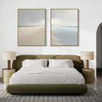 Whispering Tides – Set of 2 Canvas Prints set of 2 – beige and white coastal canvas wall art by Aspire Prints