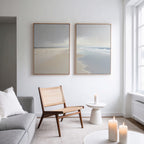 Whispering Tides – Set of 2 Canvas Prints set of 2 – beige and white coastal canvas wall art by Aspire Prints