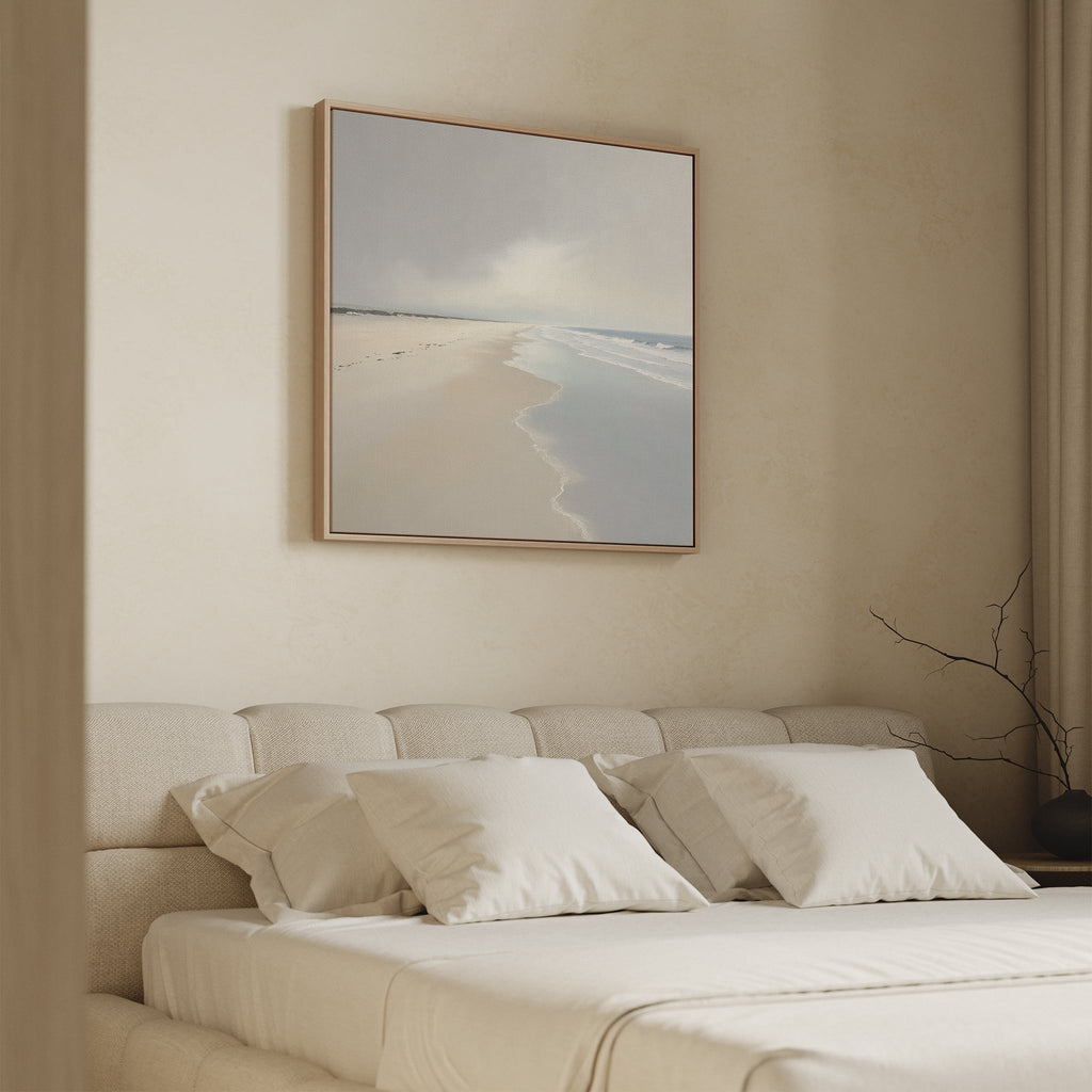 Whispers of the Shoreline Canvas Print – beige and white coastal canvas wall art print by Aspire Prints