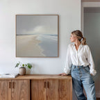 Whispers of the Shoreline Canvas Print – beige and white coastal canvas wall art print by Aspire Prints