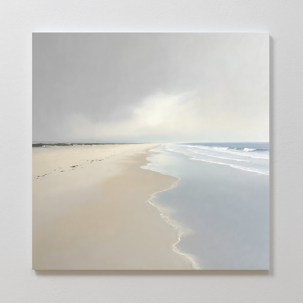 Whispers of the Shoreline Canvas Print – beige and white coastal canvas wall art print by Aspire Prints
