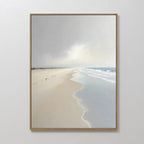 Whispering Tide – beige and white coastal canvas wall art print by Aspire Prints
