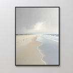 Whispering Tide – beige and white coastal canvas wall art print by Aspire Prints