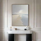 Whispering Tide – beige and white coastal canvas wall art print by Aspire Prints