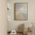 Whispering Tide – beige and white coastal canvas wall art print by Aspire Prints