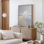 Whispering Tide – beige and white coastal canvas wall art print by Aspire Prints