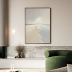 Whispering Tide – beige and white coastal canvas wall art print by Aspire Prints