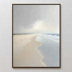 Whispering Tide – beige and white coastal canvas wall art print by Aspire Prints