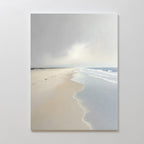 Whispering Tide – beige and white coastal canvas wall art print by Aspire Prints