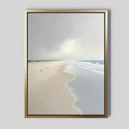 Whispering Tide – beige and white coastal canvas wall art print by Aspire Prints