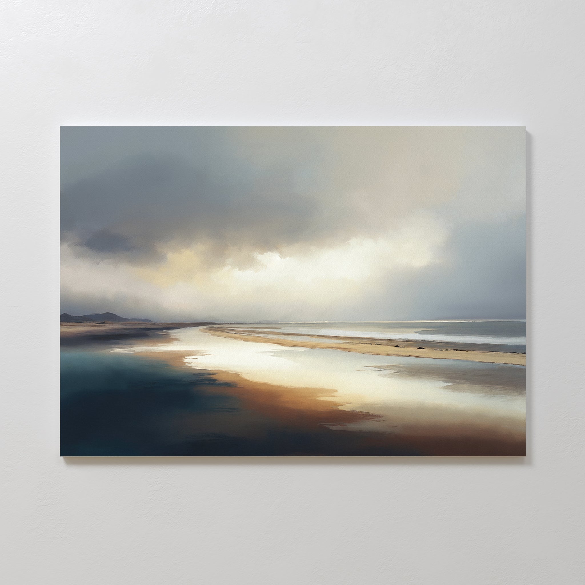 Whispers of the Tideline – blue coastal canvas wall art print by Aspire Prints