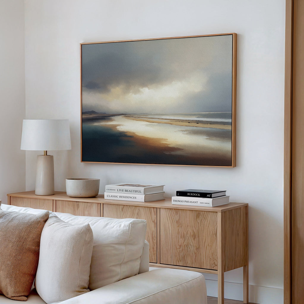 Whispers of the Tideline – blue coastal canvas wall art print by Aspire Prints