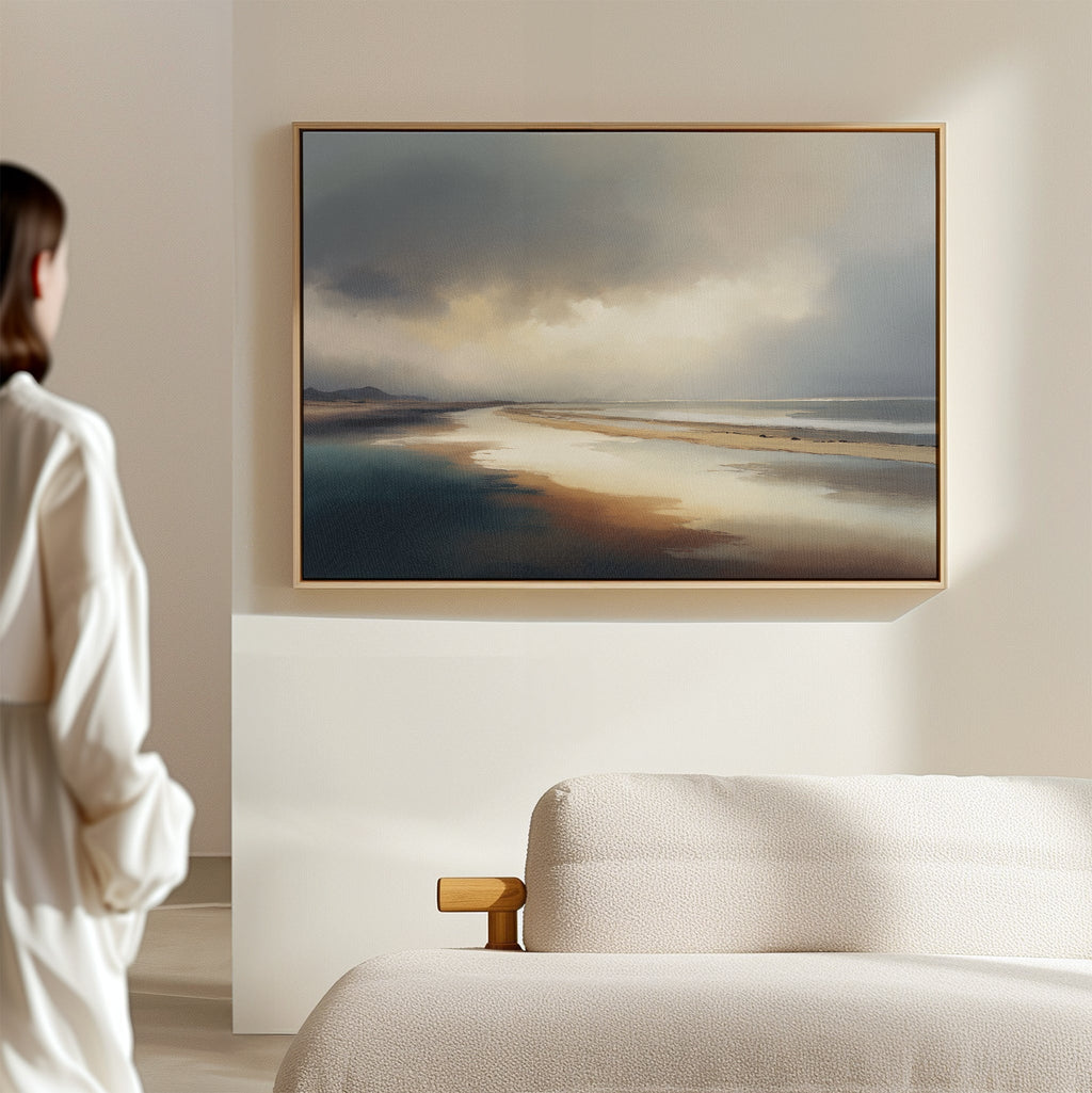 Whispers of the Tideline – blue coastal canvas wall art print by Aspire Prints