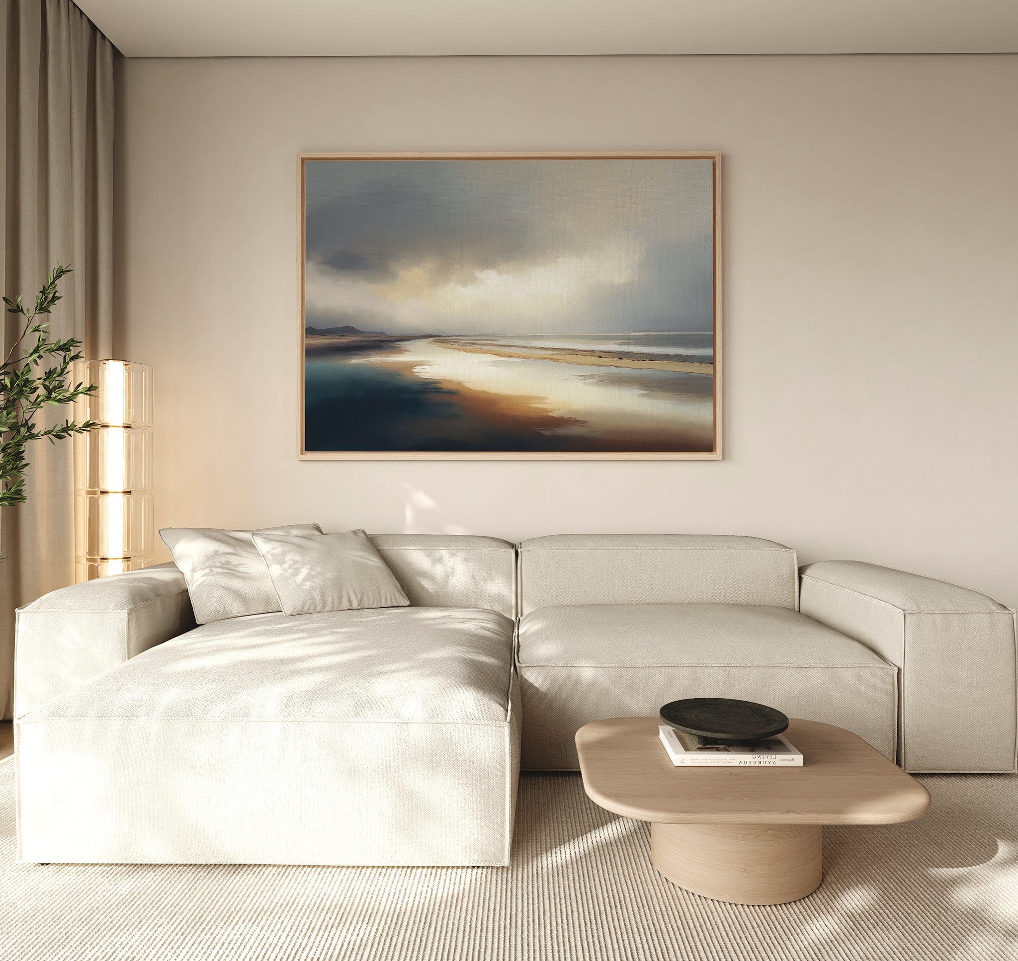 Whispers of the Tideline – blue coastal canvas wall art print by Aspire Prints