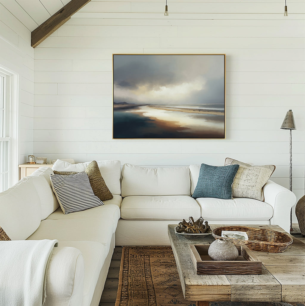 Whispers of the Tideline – blue coastal canvas wall art print by Aspire Prints