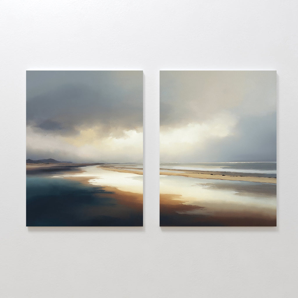 Tidal Reverie – Set of 2 Canvas Prints set of 2 – blue coastal canvas wall art by Aspire Prints