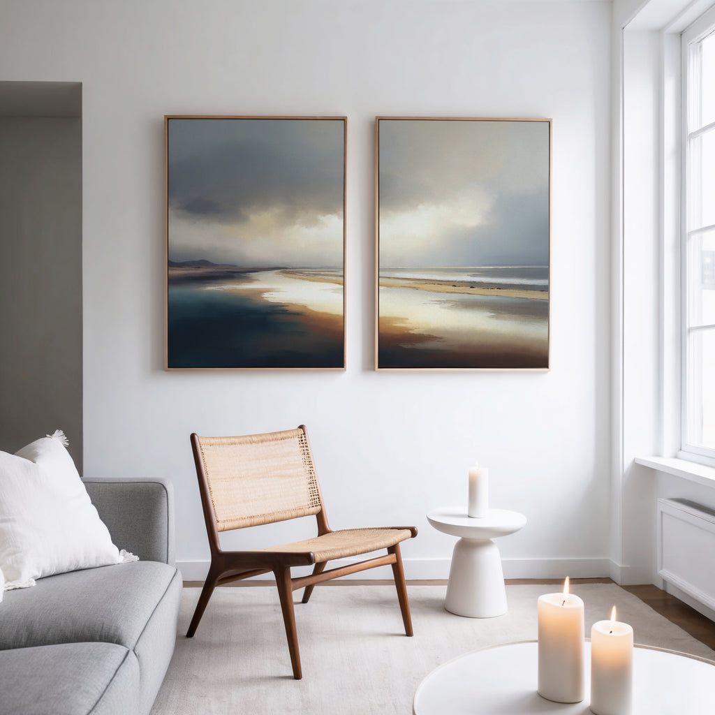 Tidal Reverie – Set of 2 Canvas Prints set of 2 – blue coastal canvas wall art by Aspire Prints
