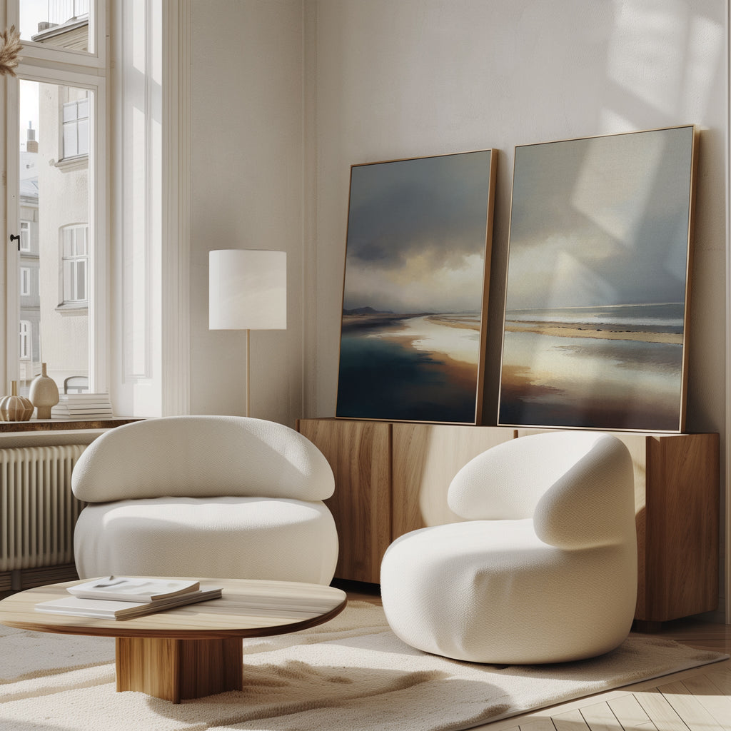 Tidal Reverie – Set of 2 Canvas Prints set of 2 – blue coastal canvas wall art by Aspire Prints