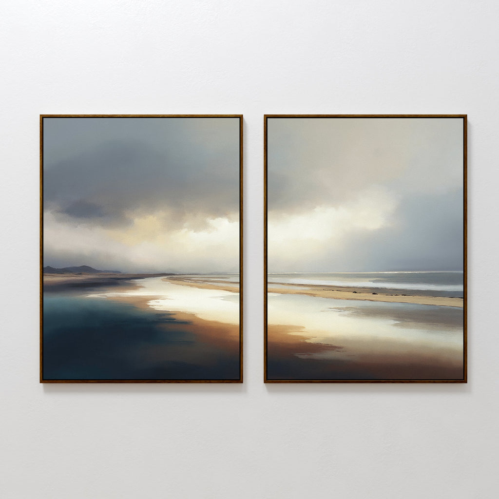 Tidal Reverie – Set of 2 Canvas Prints set of 2 – blue coastal canvas wall art by Aspire Prints
