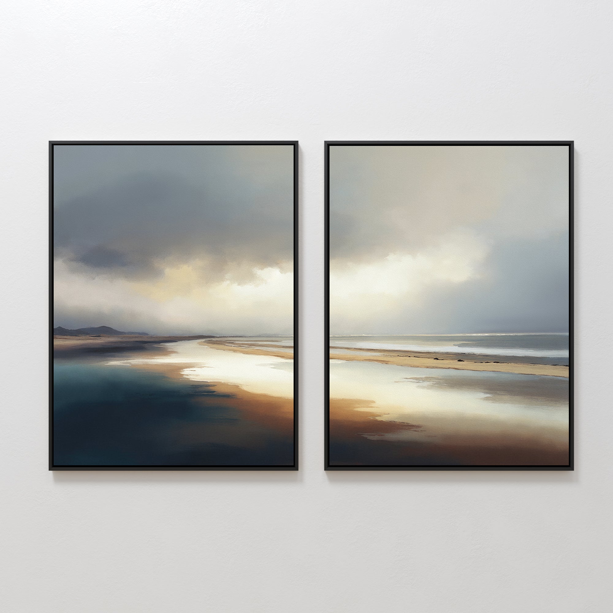 Tidal Reverie – Set of 2 Canvas Prints set of 2 – blue coastal canvas wall art by Aspire Prints