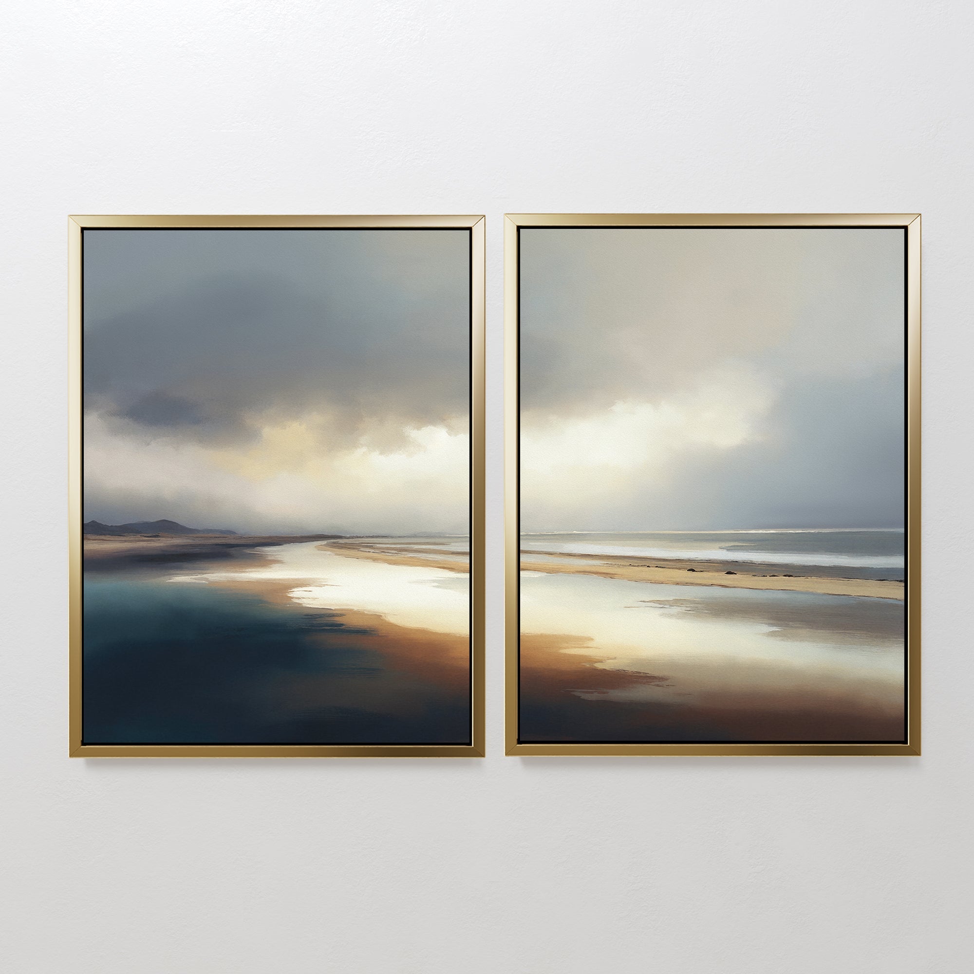 Tidal Reverie – Set of 2 Canvas Prints set of 2 – blue coastal canvas wall art by Aspire Prints