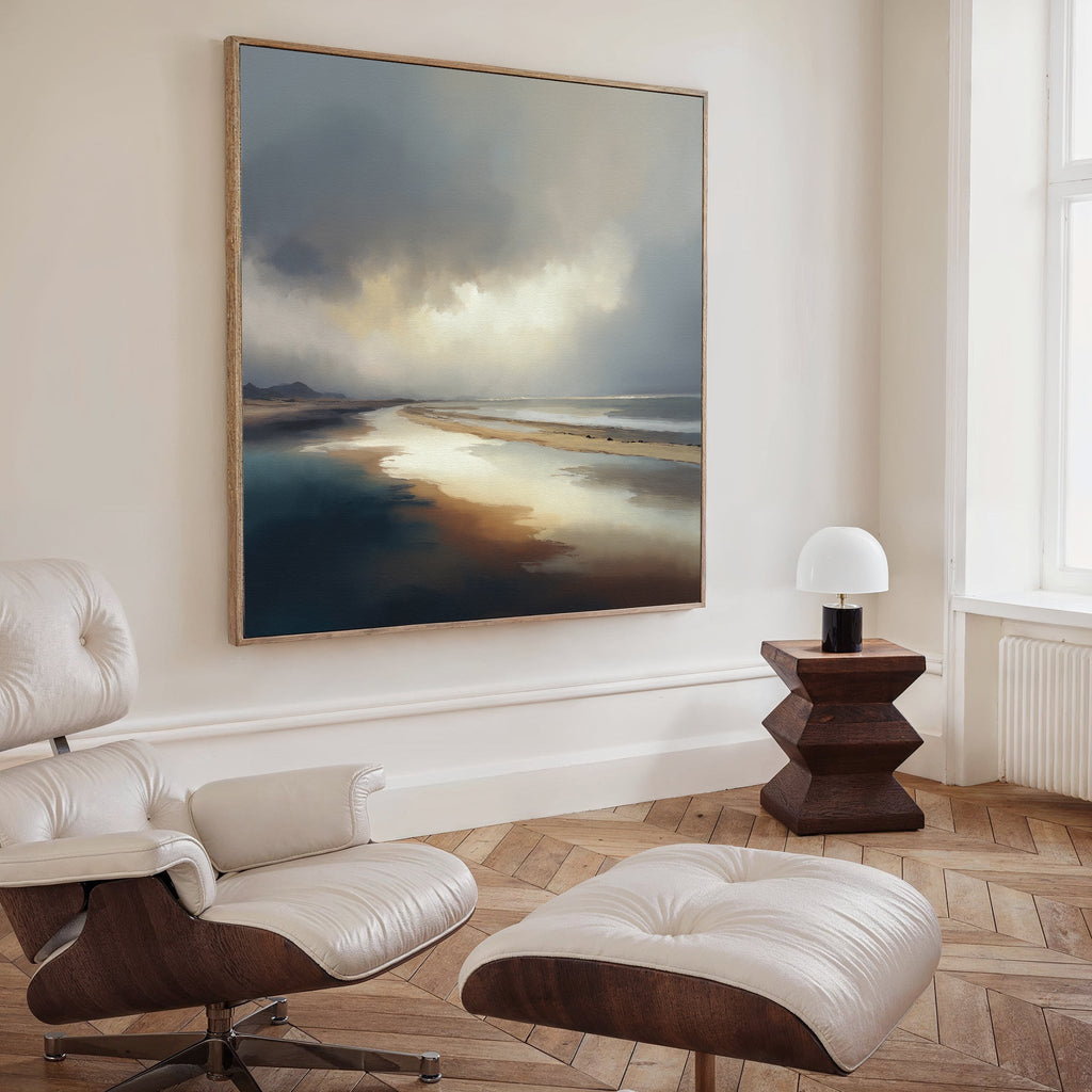 Whispers of the Tideline – blue coastal canvas wall art print by Aspire Prints