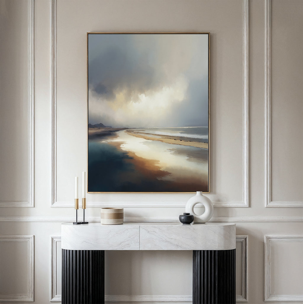 Where Sky Meets Shore – blue coastal canvas wall art print by Aspire Prints