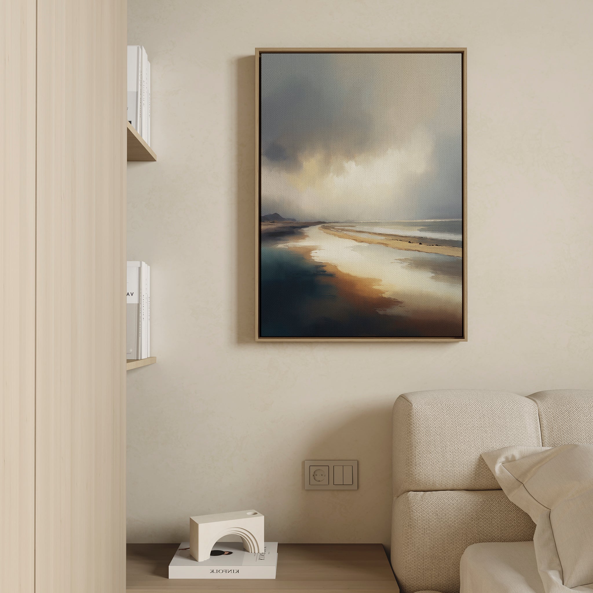 Where Sky Meets Shore – blue coastal canvas wall art print by Aspire Prints