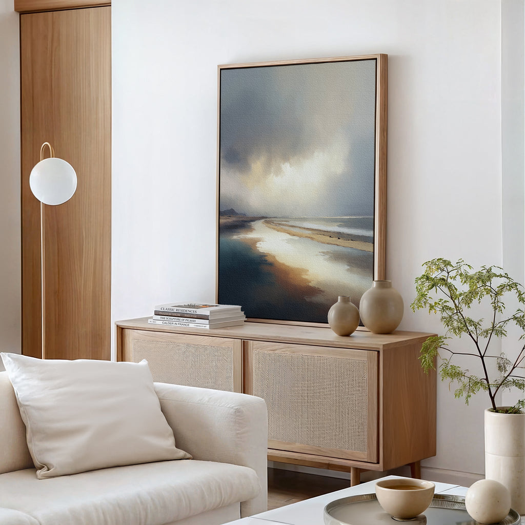 Where Sky Meets Shore – blue coastal canvas wall art print by Aspire Prints