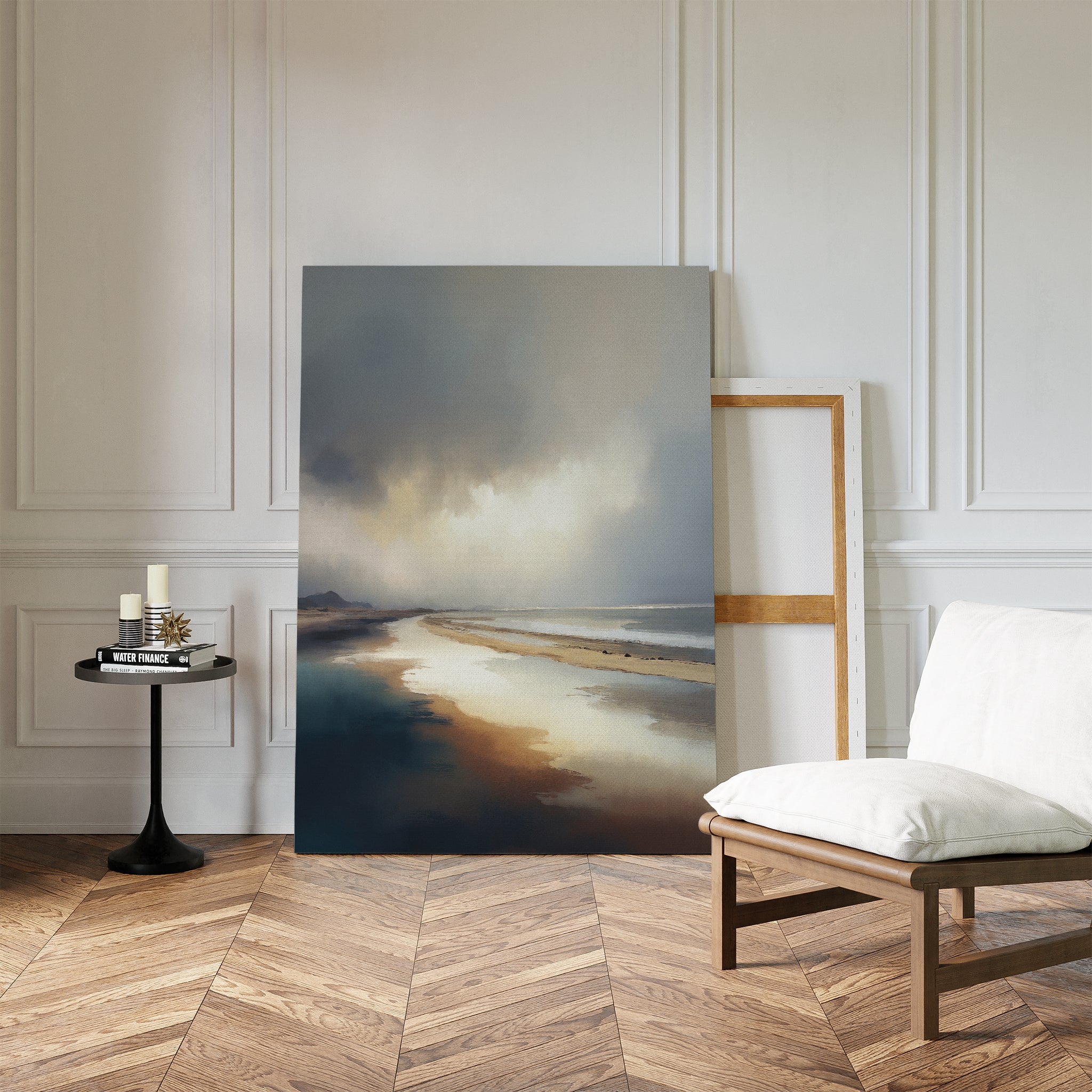 Where Sky Meets Shore – blue coastal canvas wall art print by Aspire Prints