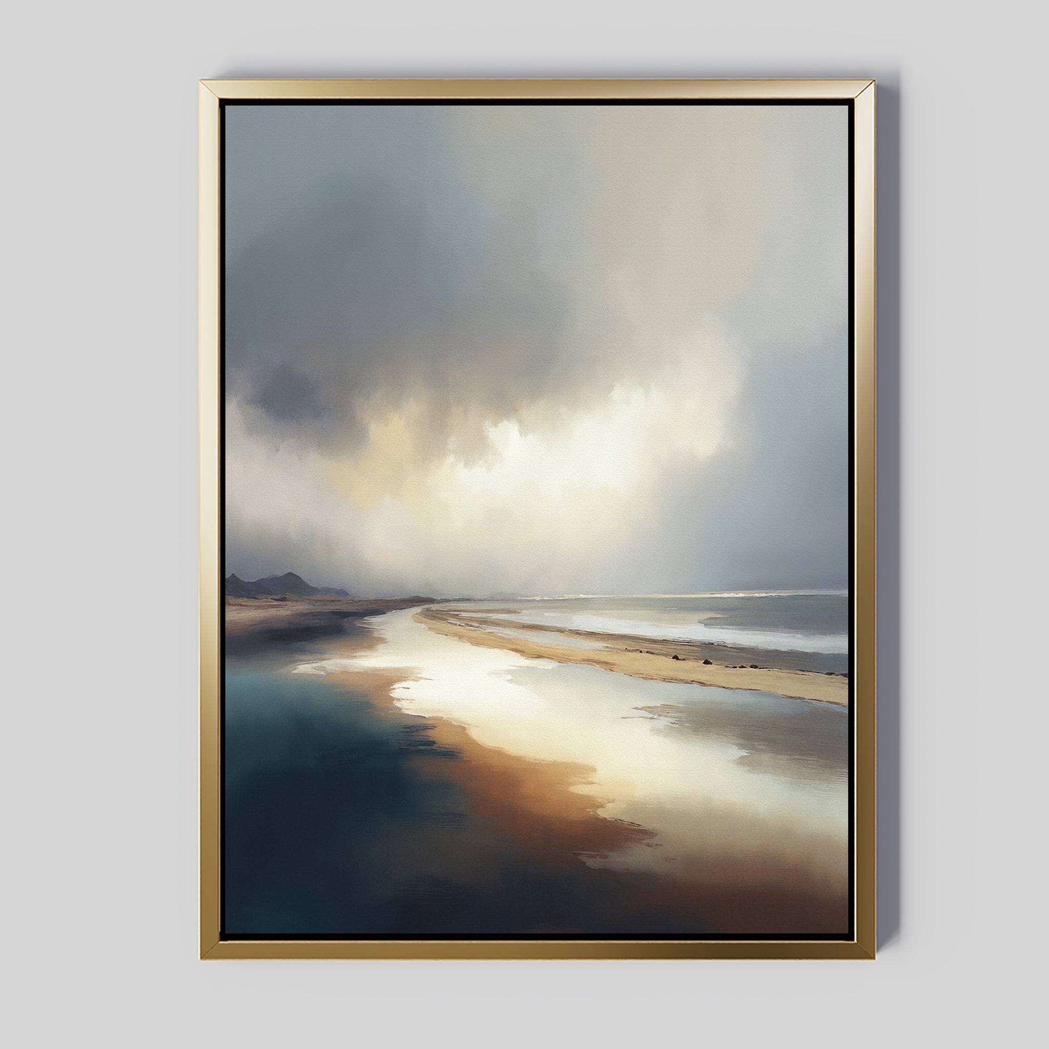 Where Sky Meets Shore – blue coastal canvas wall art print by Aspire Prints