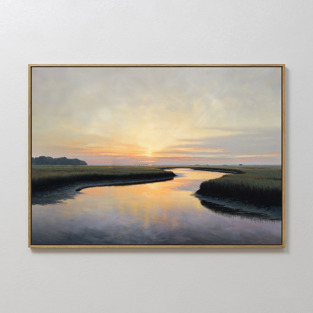 Marsh of Molten Gold – green vintage canvas wall art print by Aspire Prints
