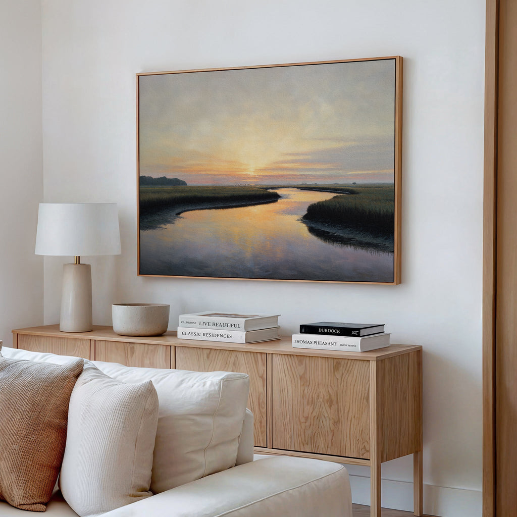 Marsh of Molten Gold – green vintage canvas wall art print by Aspire Prints