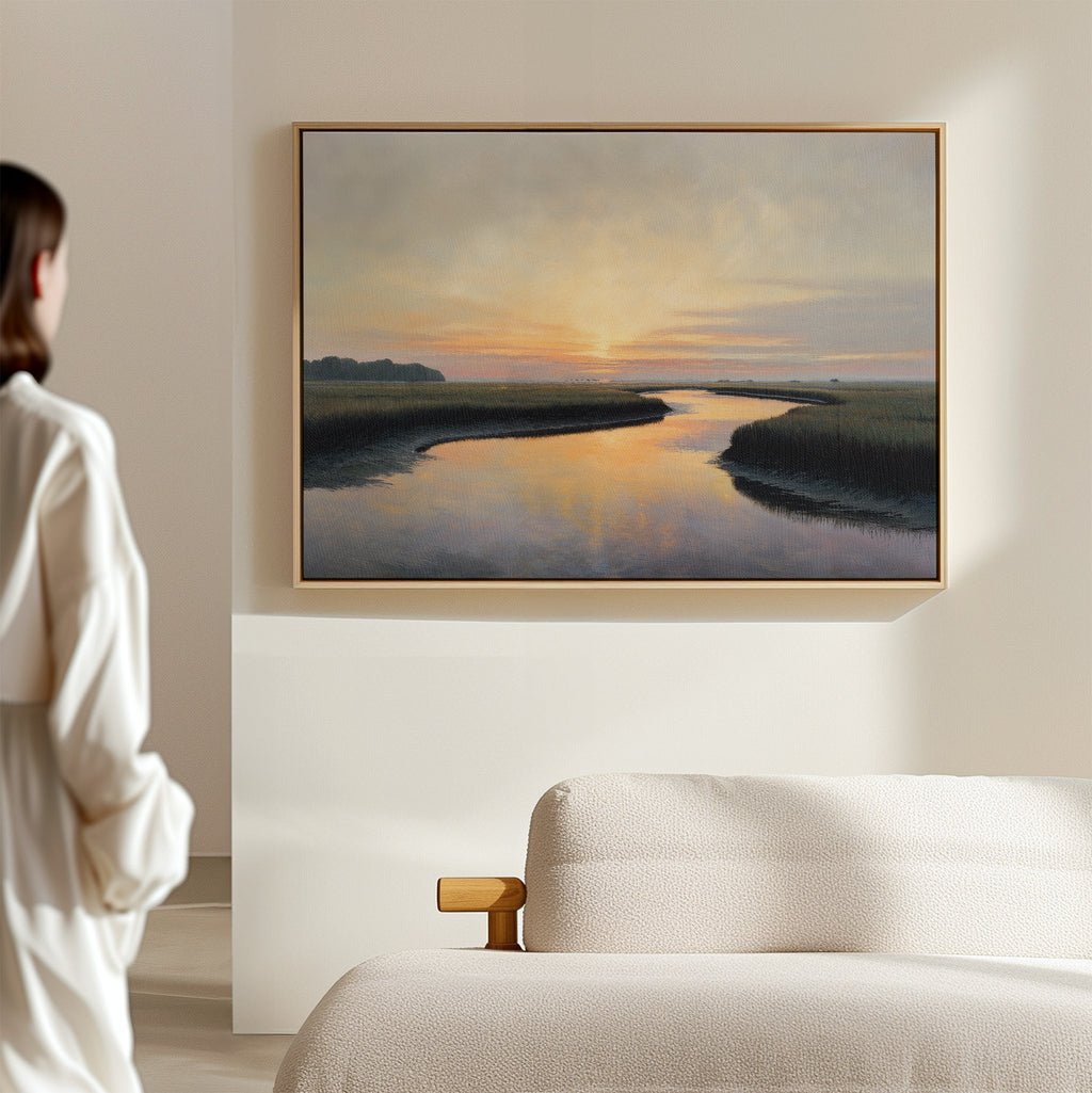 Marsh of Molten Gold – green vintage canvas wall art print by Aspire Prints