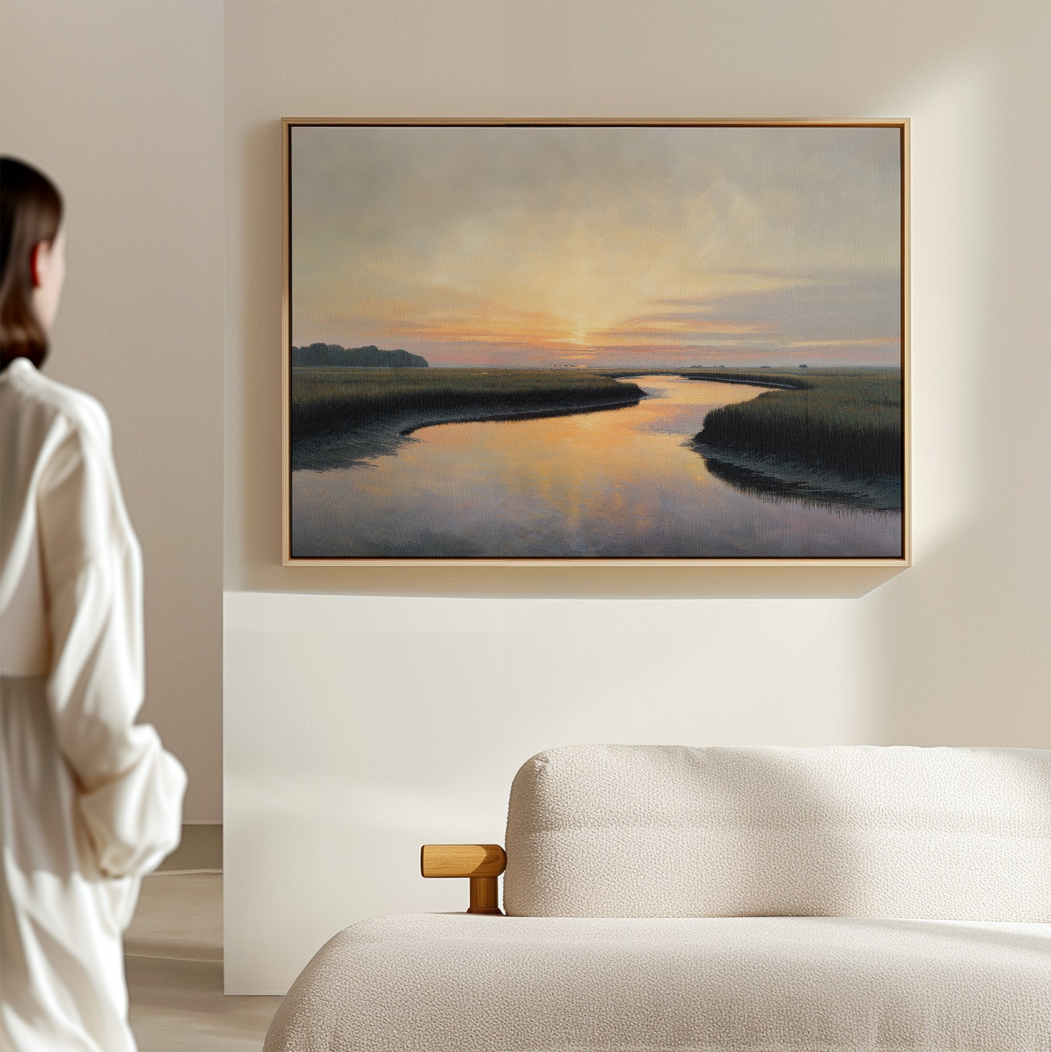 Marsh of Molten Gold – green vintage canvas wall art print by Aspire Prints