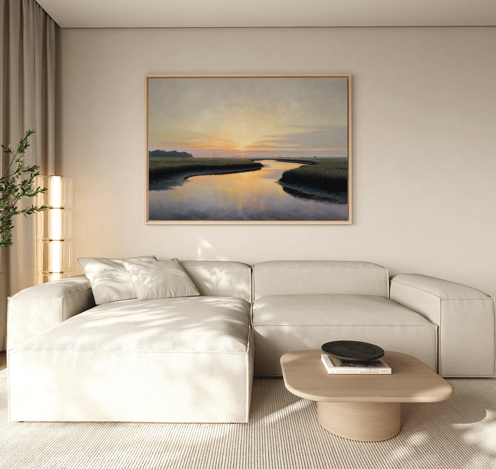 Marsh of Molten Gold – green vintage canvas wall art print by Aspire Prints