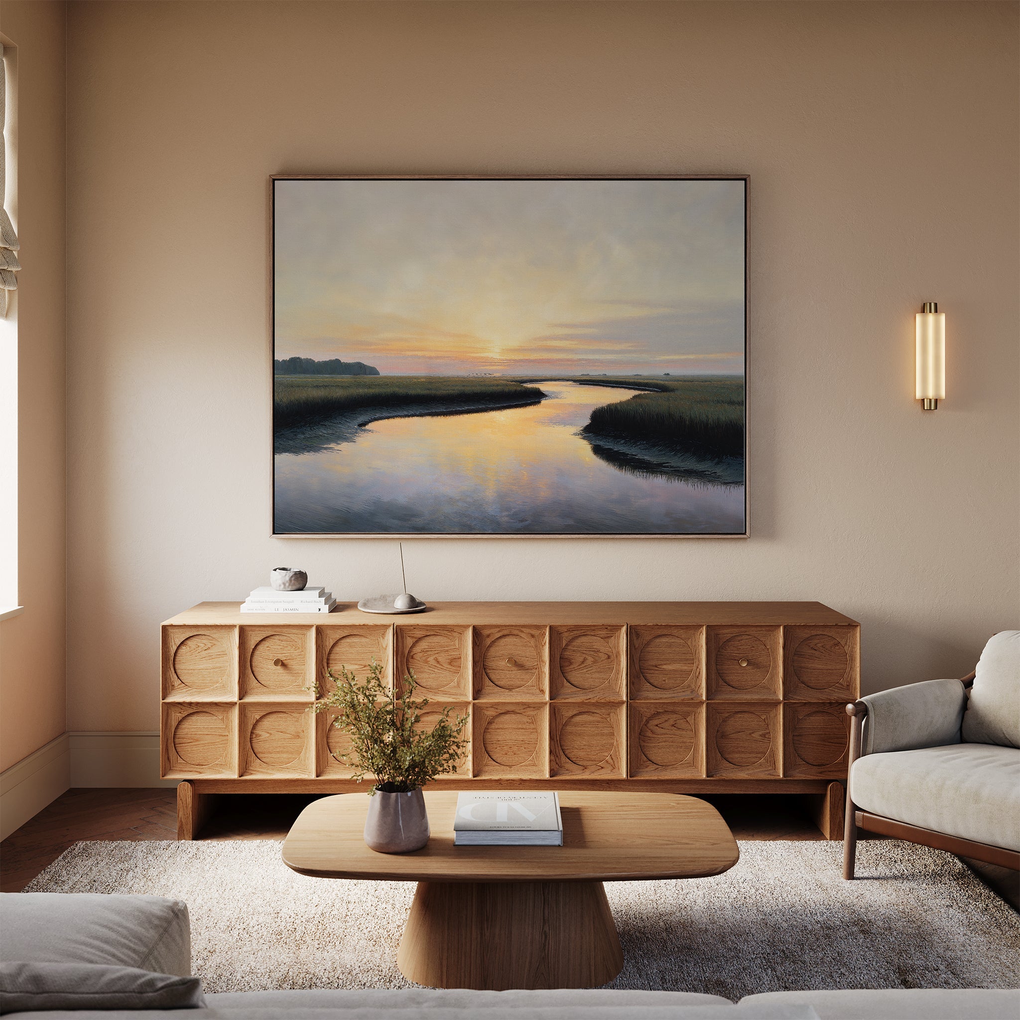 Marsh of Molten Gold – green vintage canvas wall art print by Aspire Prints