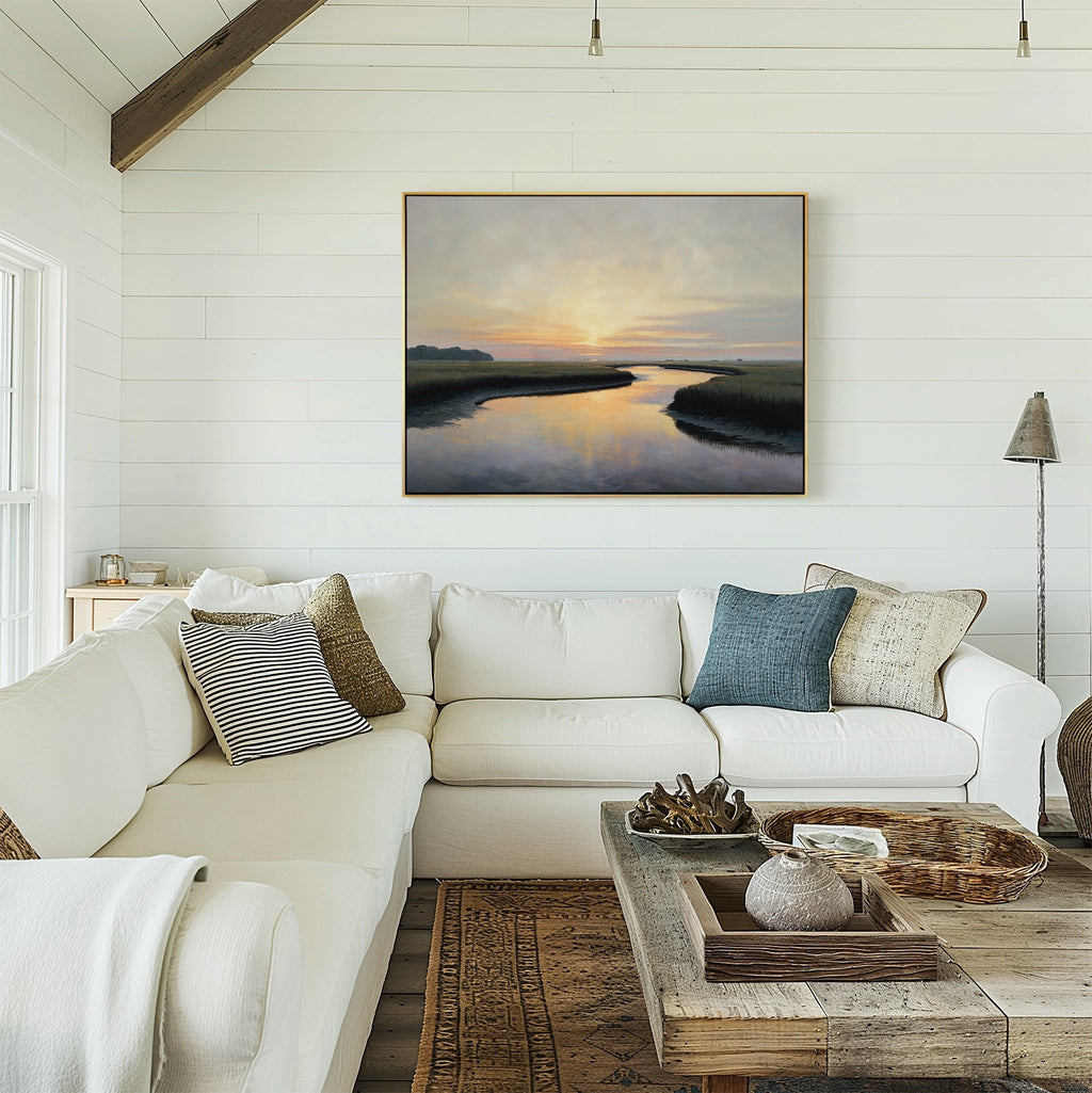 Marsh of Molten Gold – green vintage canvas wall art print by Aspire Prints