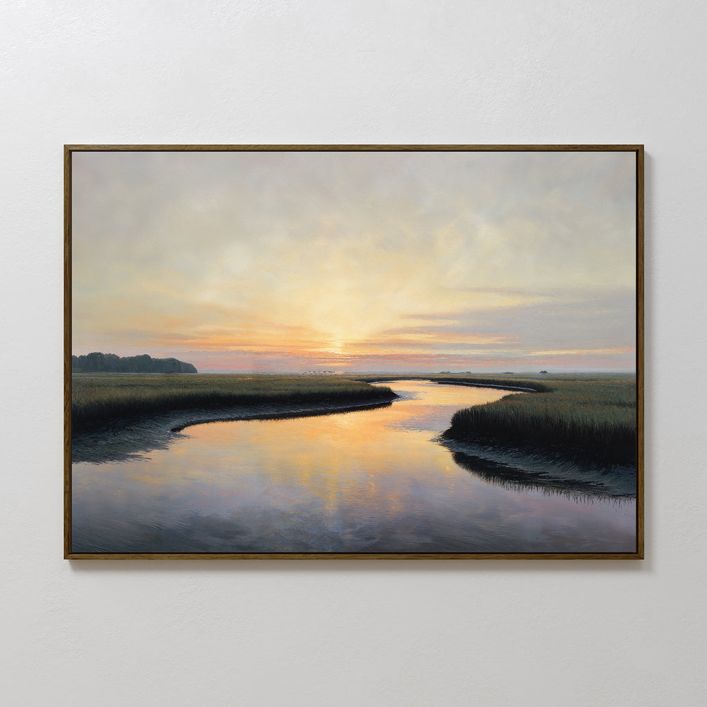 Marsh of Molten Gold – green vintage canvas wall art print by Aspire Prints