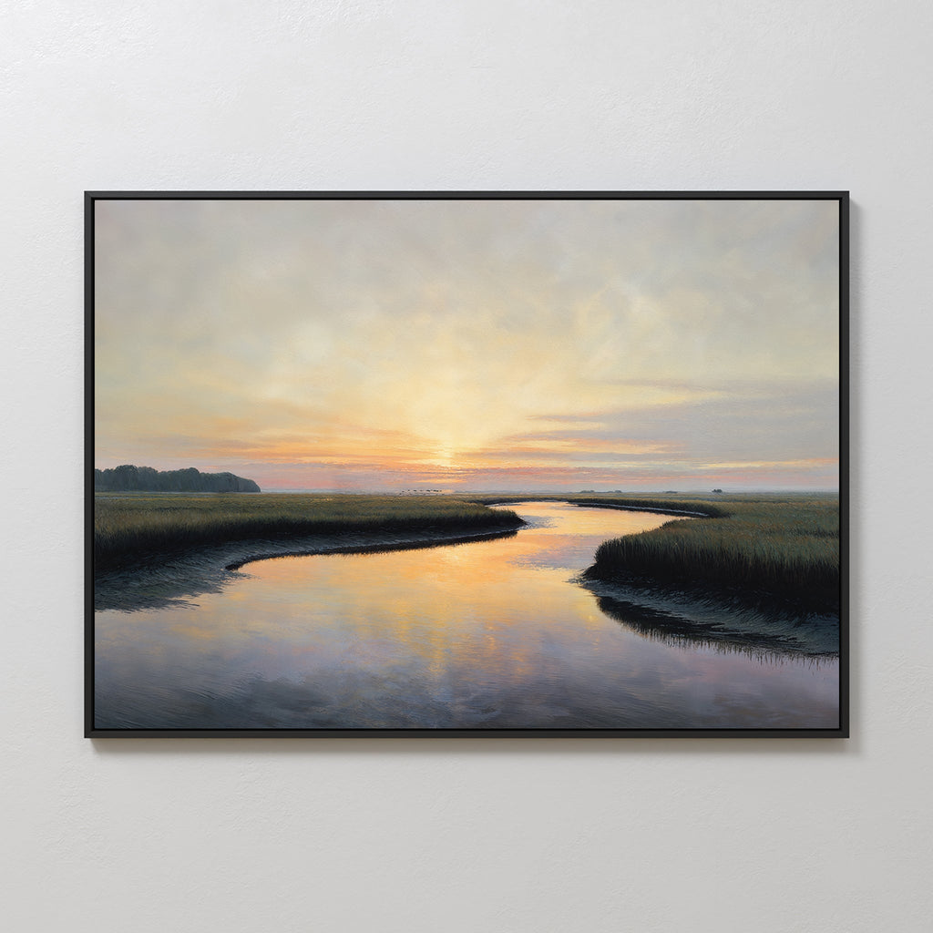 Marsh of Molten Gold – green vintage canvas wall art print by Aspire Prints