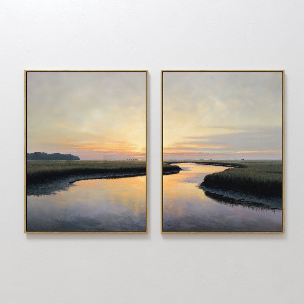 Marshlight Serenade – Set of 2 Canvas Prints set of 2 – green vintage canvas wall art by Aspire Prints