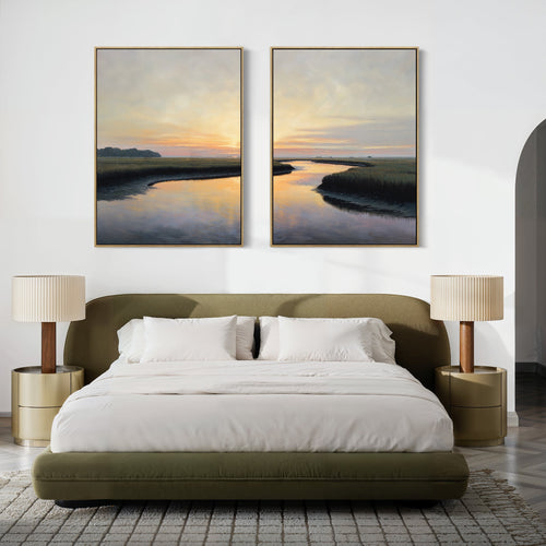Marshlight Serenade – Set of 2 Canvas Prints set of 2 – green vintage canvas wall art by Aspire Prints