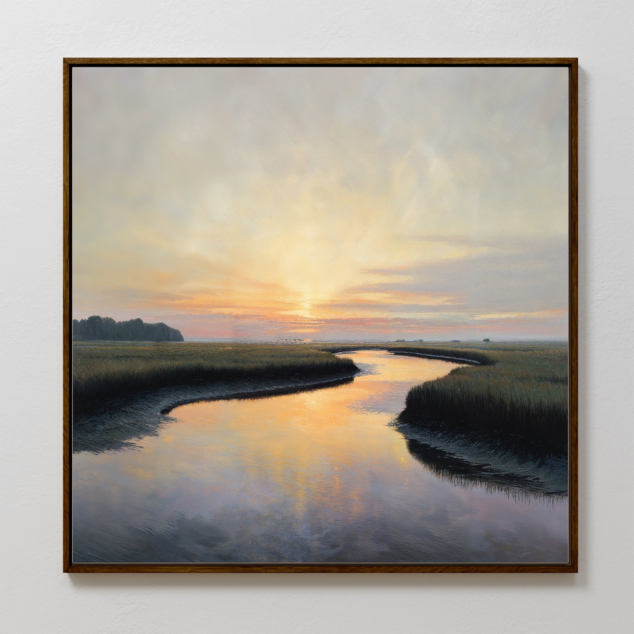 Marshlight Serenade – green vintage canvas wall art print by Aspire Prints
