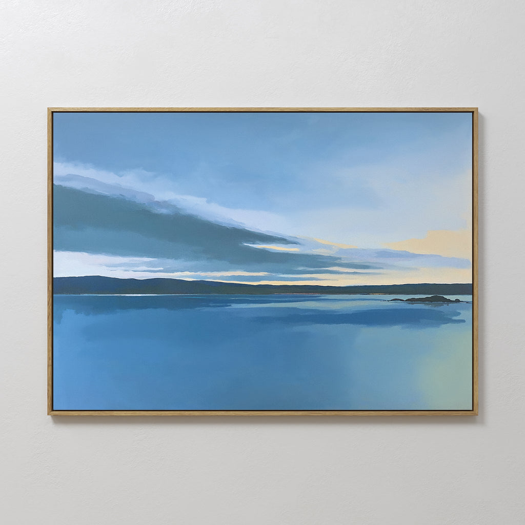 Whispers on Still Water Canvas Print – blue coastal canvas wall art print by Aspire Prints