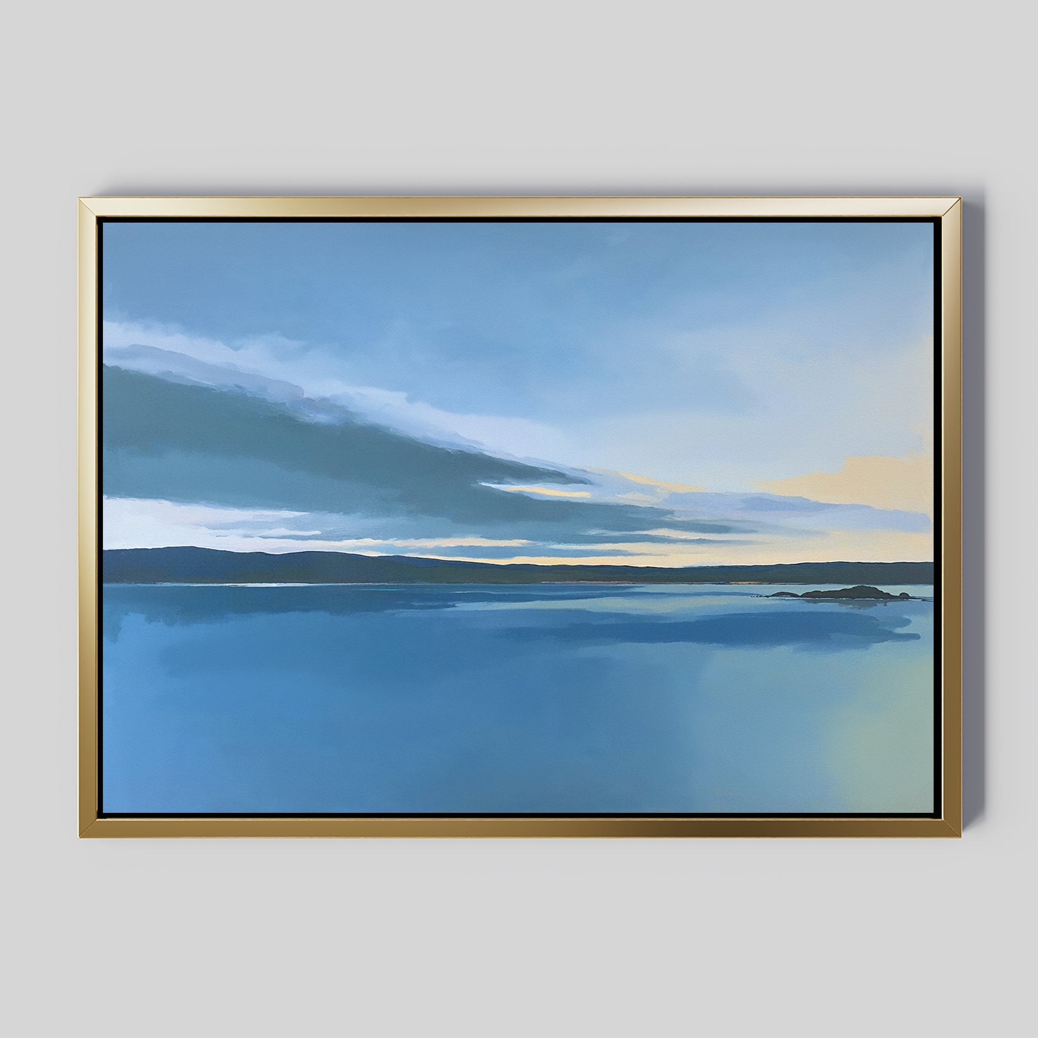 Whispers on Still Water Canvas Print – blue coastal canvas wall art print by Aspire Prints