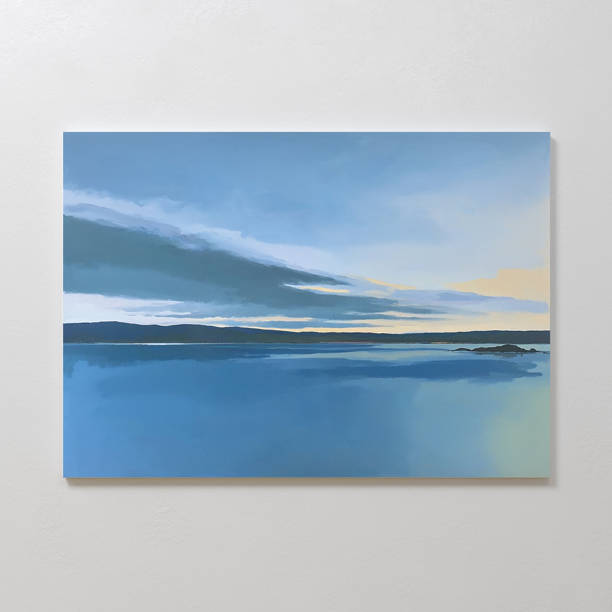 Whispers on Still Water Canvas Print – blue coastal canvas wall art print by Aspire Prints