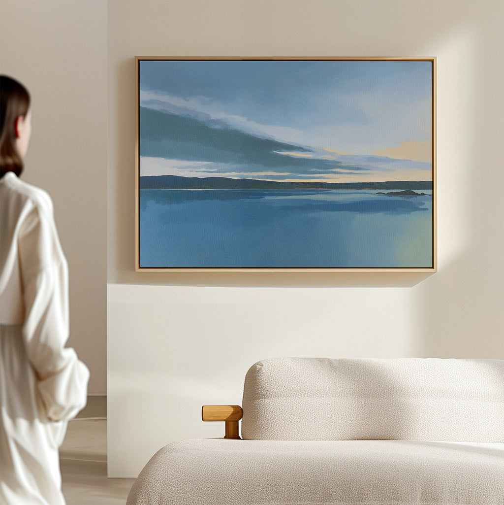 Whispers on Still Water Canvas Print – blue coastal canvas wall art print by Aspire Prints
