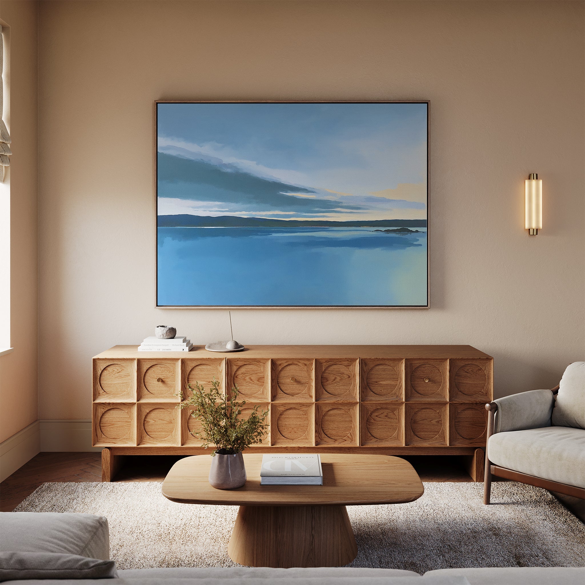 Whispers on Still Water Canvas Print – blue coastal canvas wall art print by Aspire Prints