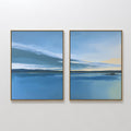 Whispering Shores Diptych – Set of 2 Canvas Prints set of 2 – blue coastal canvas wall art by Aspire Prints