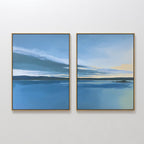 Whispering Shores Diptych – Set of 2 Canvas Prints set of 2 – blue coastal canvas wall art by Aspire Prints